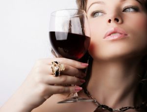 girl drinking wine